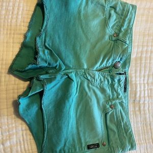 Silver turquoise denim shorts size 31
